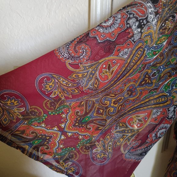 Avon Signature Collection Midi Dress Maroon Paisley Print - Picture 5 of 6